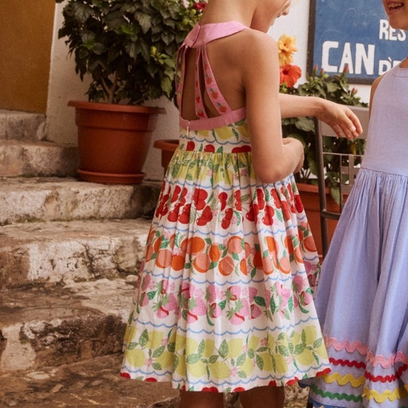 Mini Boden Harlow Back Detail Dress Rainbow Fruit Stripe Girls 4 5 - Picture 5 of 5